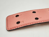 Moschino Pink Leather Belt With Gold Tone Lettering Logo Buckle Fw1224crsa