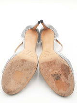 Jimmy Choo Talia Glitter Silver Metallic Heels Size 40.5 Eb0425lxzsa