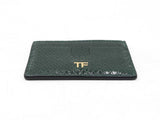 Tom Ford Card Holder Wallet In Emerald Green Croc-embossed Leather Fw0925lordu