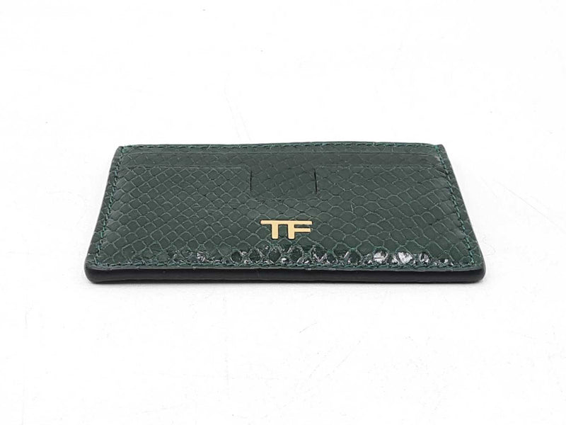 Tom Ford Card Holder Wallet In Emerald Green Croc-embossed Leather Fw0925lordu