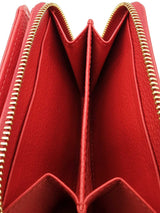 Mcm Red Leather Studded Zip Around Compact Wallet Eb0726rxde