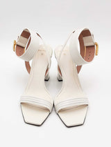 Balmain White Leather Ankle Strap Sandals Size 38.5 Eb0626lxzsa