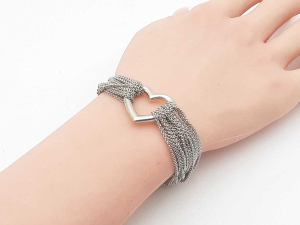 Tiffany And Co. Multi Strand Open Heart Mesh Bracelet 7 Inch Sd0925lrzsa