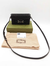 Gucci 1955 Horsebit Monogram Black Textured Canvas Crossbody Bag Eb1125pxzde