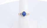 14k Yellow Gold Ring With Blue Stone & Diamonds Size 6.25 3.13 Grams Eb0324lxzsa