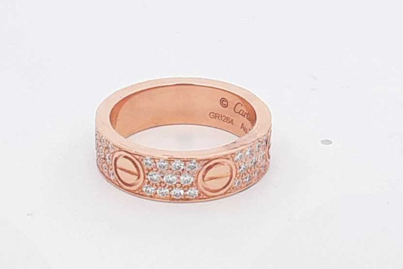 Cartier 18k Rose Gold Apptox. 0.66ctw Diamond Love Ring Eb0424rxxzsa