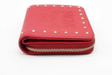 Mcm Red Leather Studded Zip Around Compact Wallet Eb0726rxde