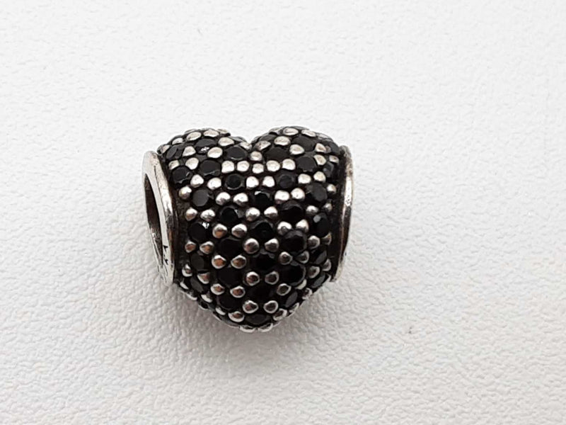 Pandora Pave Set Black Cz Heart 0.925 Sterling Silver Charm Do0424rde
