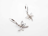 Diamond & 14k White Gold Dragonfly Leverback Earrings 1.6 Grams Fw0826lzxdu