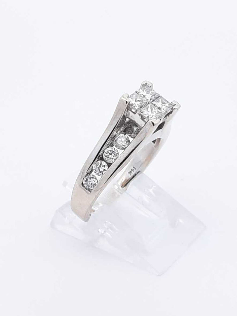 1.34 Cttw Diamond & 14k White Gold Engagement Ring 5.7 Grams Size 6 Fw1124wrxdu