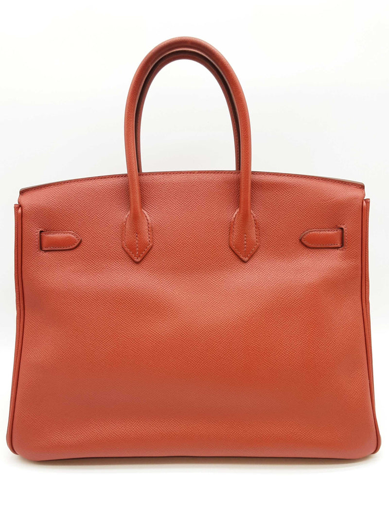 Hermes Birkin 35 Brique Red Epsom Palladium Hardware Handbag Do0825srxzde