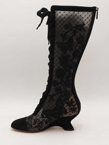 Dior Embroidered Mesh Suede Naughtily-d Knee Boots Black Size 37 Aa1125wzxsa