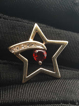 Garnet & Diamond Star Slide Pendant In 10k Yellow Gold (.417) 1.5 Grams Fw1025pzdu