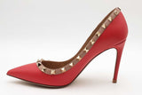 Valentino Garavani Rockstud Red Leather Pumps Size 38 Eb0626lxzsa