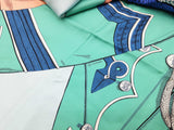 Hermes X Virgine Jamin Zouaves Et Dragons Green Pink Blue Silk Scarf Do0926oxzde