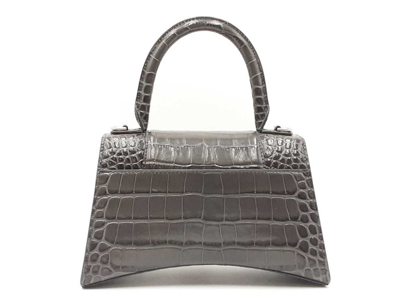 Balenciaga Hourglass Gray Crocodile Embossed Leather Top Handle Bag Fw0724lorxdu