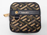 Versace La Greca Signature Khaki Green Black Square Zipper Pouch Do0426rxde