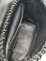Salvatore Ferragamo Gancini Black & White Crochet Cord Top Handle Bag Eb626wxzsa