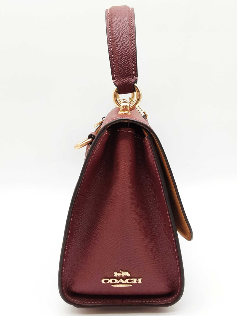 Coach Tilly Top Handle Wine Red Leather Crossbody Bag Do0825oxde