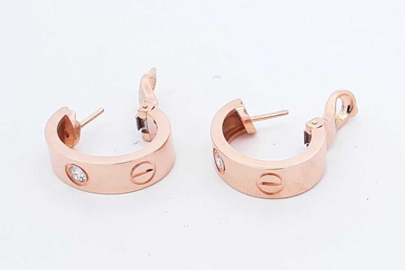 Cartier Love Hoop Earrings 18k Rose Gold With Diamonds 11.8 Grams Eb1024lxxzdu