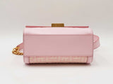 Balmain 1945 Pink & Beige Monogram Jacquard & Leather Shoulder Bag Fw0926wxzdu