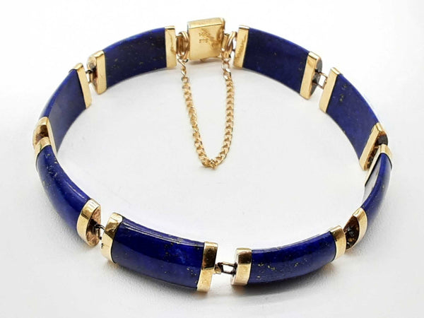 14k Yellow Gold Lapis Lazuli 13.2g Bracelet 6.75 Do1224ixzde