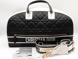 Christian Dior Large Black White Quilted Leather Bowling Bag Do0225ooxzde