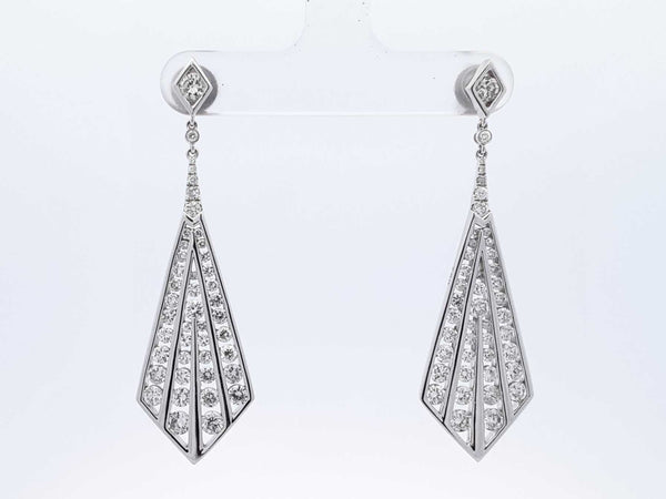 2.98 Cttw Diamond & 18k White Gold Drop Stud Earrings 12.8 Grams Fwocxzdu