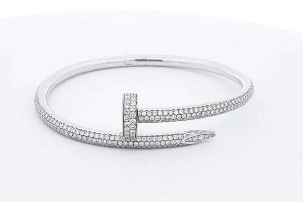 Cartier Diamond Juste Un Clou 18k White Gold Bracelet 29.6g Sz 16 Eb1024lrxxzsa