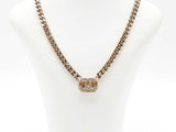 Chanel Cubic Zirconia Cc Cuban Link Necklace 18 Inch Fw0925wxzdu