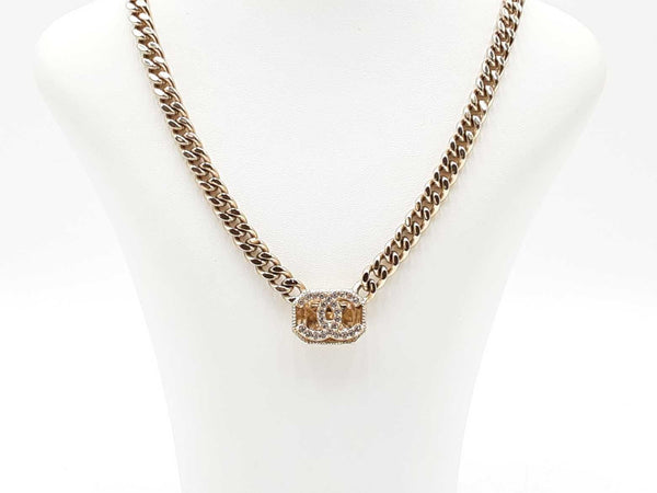 Chanel Cubic Zirconia Cc Cuban Link Necklace 18 Inch Fw0925wxzdu