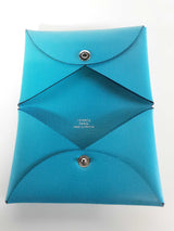Hermes Calvi Celeste Blue Epsom Snap Card Holder Do0925oxzde