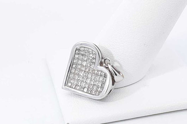 Approx. 1.3ctw Princess Cut Diamond Heart Pendant 14k White Gold 3.5g Eb125ooxsa