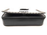 Prada Studded Black White Vitello Leather Flap Chain Crossbody Bag Do0426rrxde