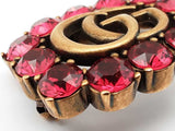 Gucci Marmont Double G Gold-tone & Red Crystal Brooch Fw1025ezdu