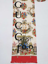 Gucci 100th Anniversary Double-sided Ivory & Red Silk Scarf Fw1225lzxdu
