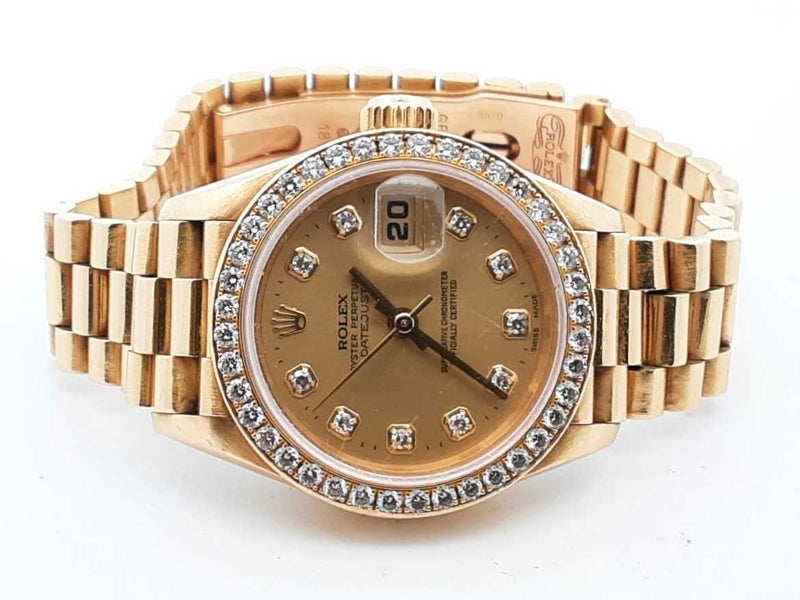 Rolex Datejust 26mm 18k Yellow Gold Diamond Bezel Watch Sd0825szxzde