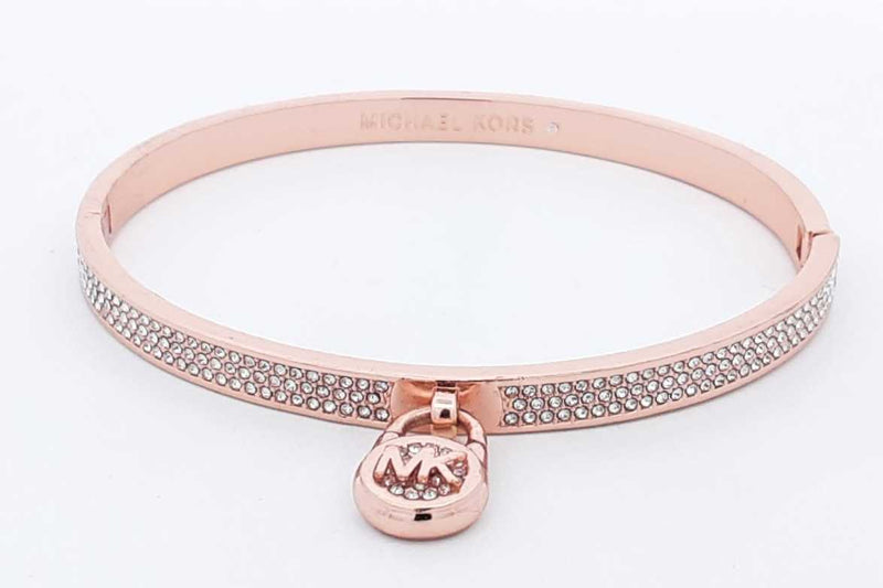 Michael Kors Rose Gold Tone Logo Lock Bangle Bracelet 18.1 Grams Eb0125wxsa