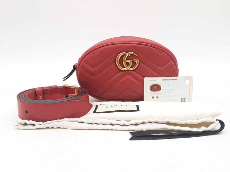 Gucci Gg Marmont Red Leather Belt Bag Sd0325wrzsa