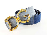 Dolce & Gabbana Dg Girls Belt In Denim And Barocco Buckle Size 85/34 Fw1125orxde
