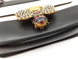 Gucci Queen Margaret Small Shoulder Bag In Black & Ivory Leather Fw0626orzdu