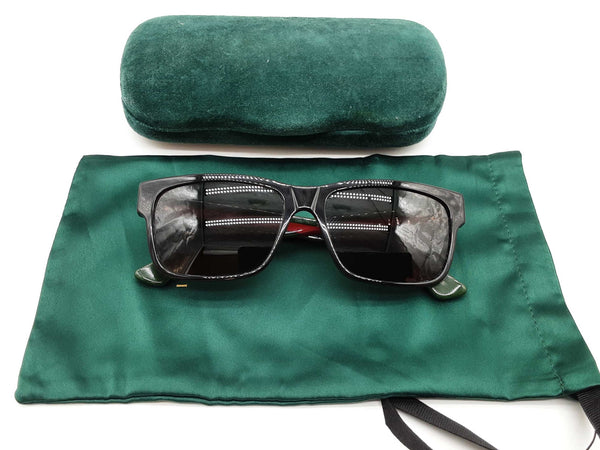 Gucci Gg0340s Black Green Red Web Frames Gray Lens Sunglasses Do0625crde