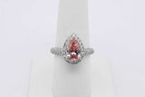 1.69ctw Lab Grown Pink Pear Shaped Diamond 18k Gold Ring 5.9g Size 7 Eb1025rxzsa