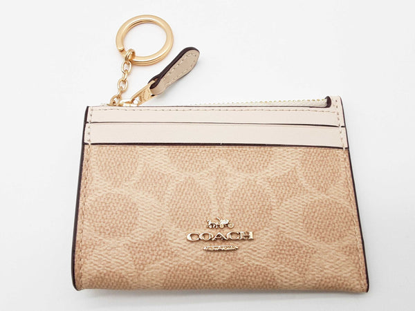 Coach Mini Skinny Sand Beige Signature Coated Canvas Id Case Do0325orde