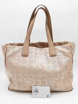 Chanel Travel Line Cc Logo Creme Beige Nylon Tote Bag Do0426lxzde