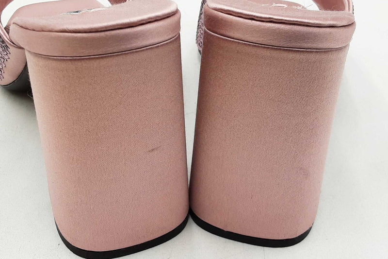 Prada Crystal Embellished Pink Satin Mules Size 38.5 Eb1225orxdu