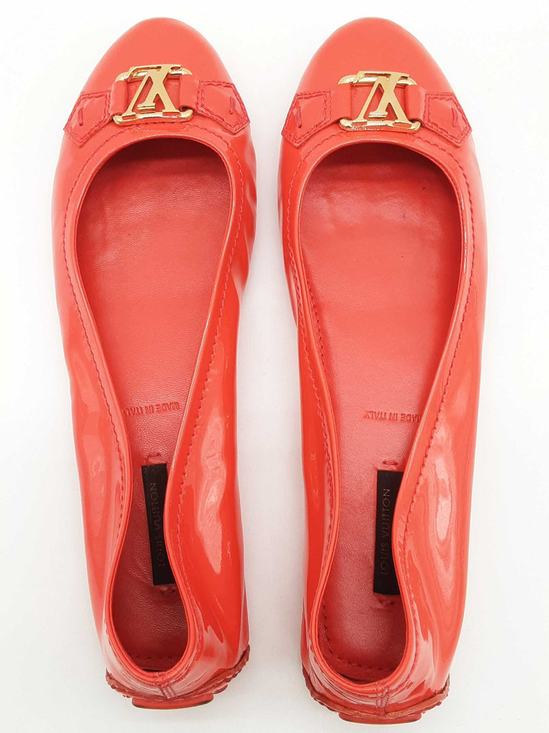 Louis Vuitton Red Orange Patent Leather Flats Size Eu 39.5 Do0925oxzde