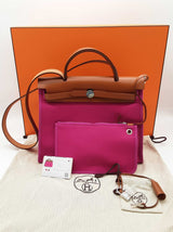 Hermes Herbag 31 Rose Pourpre Pink Canvas Crossbody Bag Do1225lexzde