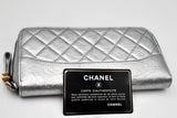 Chanel Gabrielle Metallic Silver Quilted Leather Zip Around Wallet Eb1224rxzdu