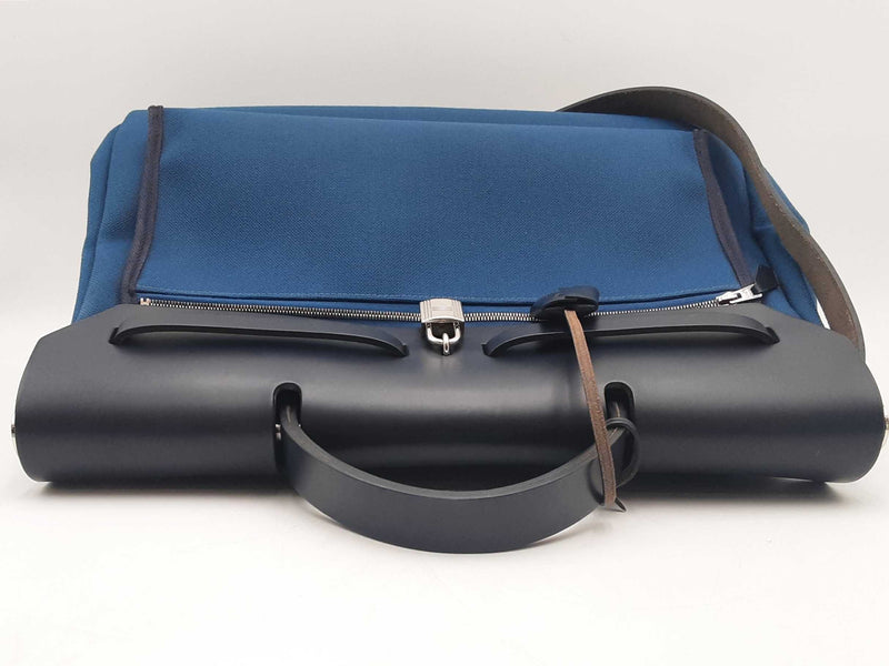 Hermes Toile Vache Hunter Herbag Zip 39mm Bleu Brighton Handbag Sd0825lzxzsa